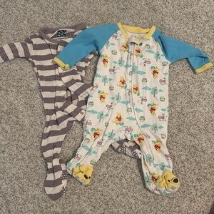 0-3 month Disney Winnie the Pooh Footie bundle with Kickee Pants footie